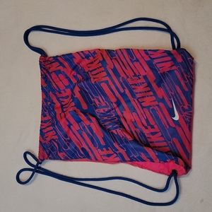 Nike string backpack athletic pink & blue, white swoosh